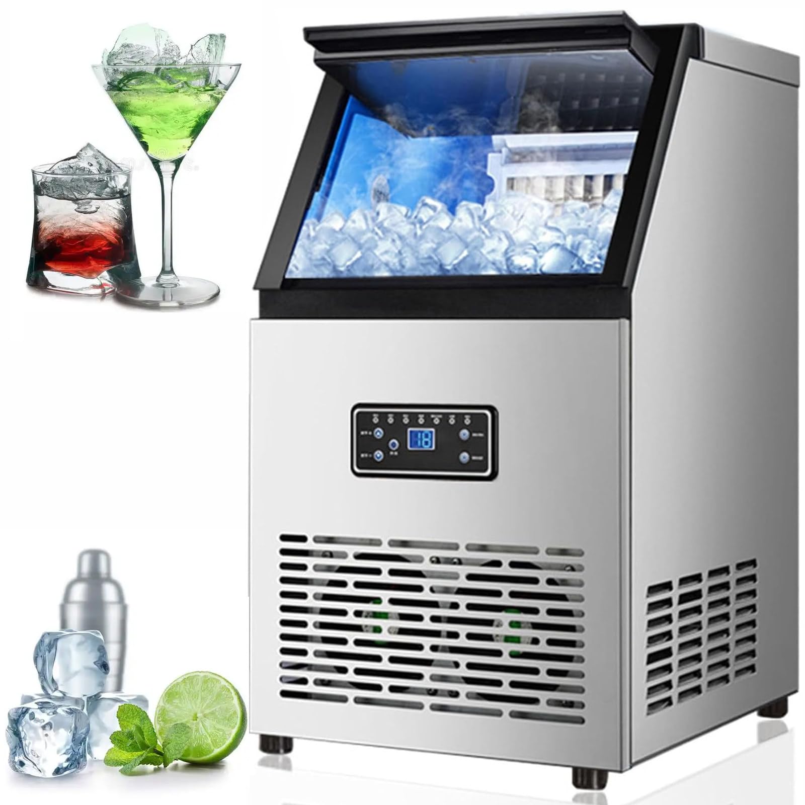Commercial ice maker machine,Stainlesssteel counter top icemachine 40kg