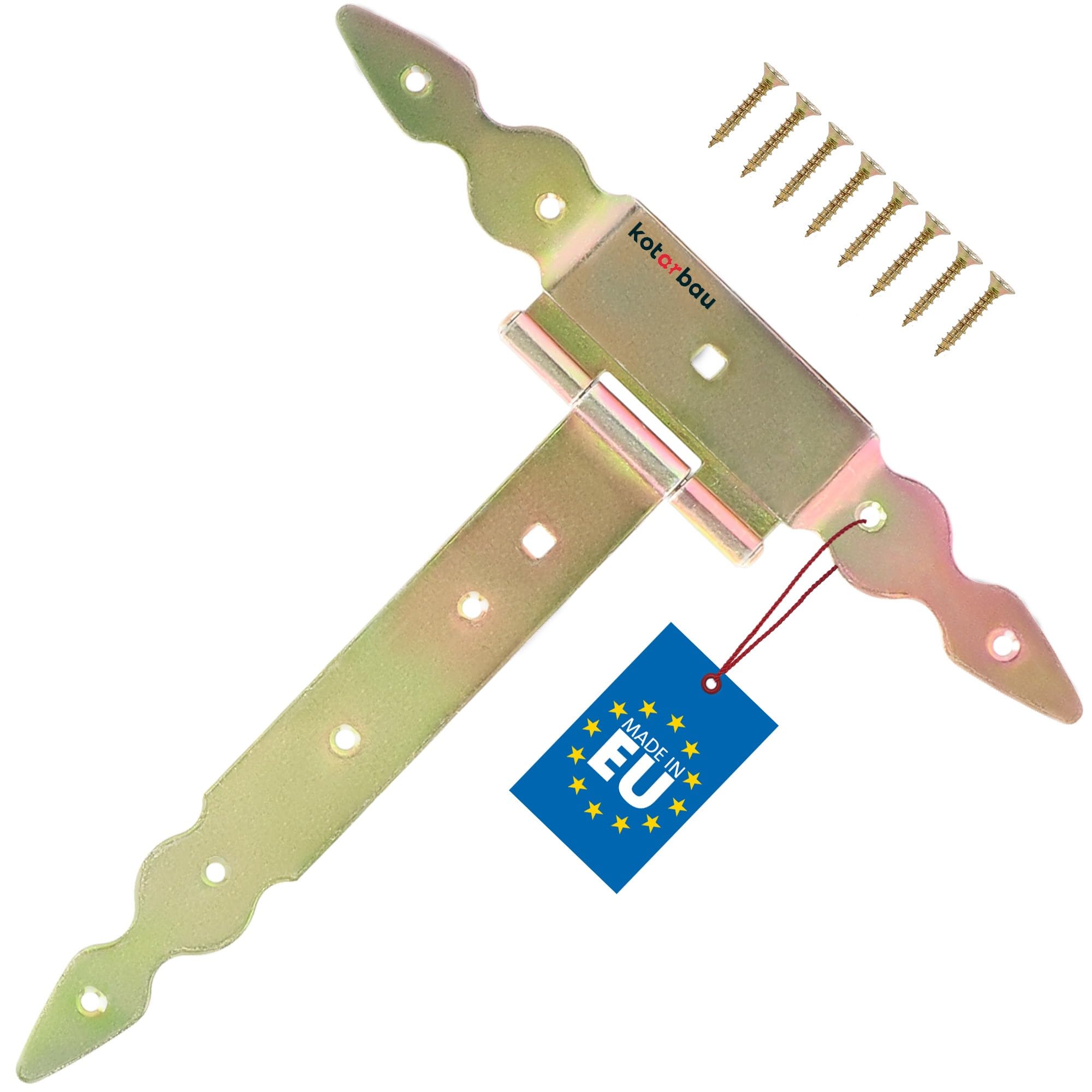 KOTARBAU T Hinges Gold Length 250 mm Cross Hinges Galvanised Steel Garden Gate Hinge Wooden Door Hinge Heavy Duty Door Hinges โ image 1