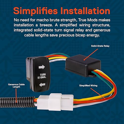 Miniatura 6 de TRUE MODS Kit de espejos laterales para UTV jaula redonda giratoria Polaris RZR Ranger 2014 y mayores CAn-Am Maverick X3 Kit de interruptor de relé