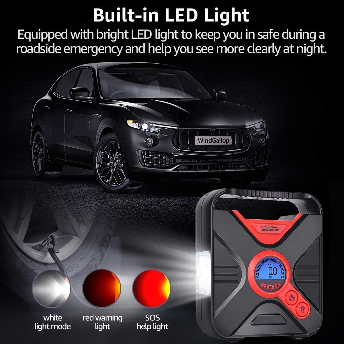 LED light modes of the tire inflator