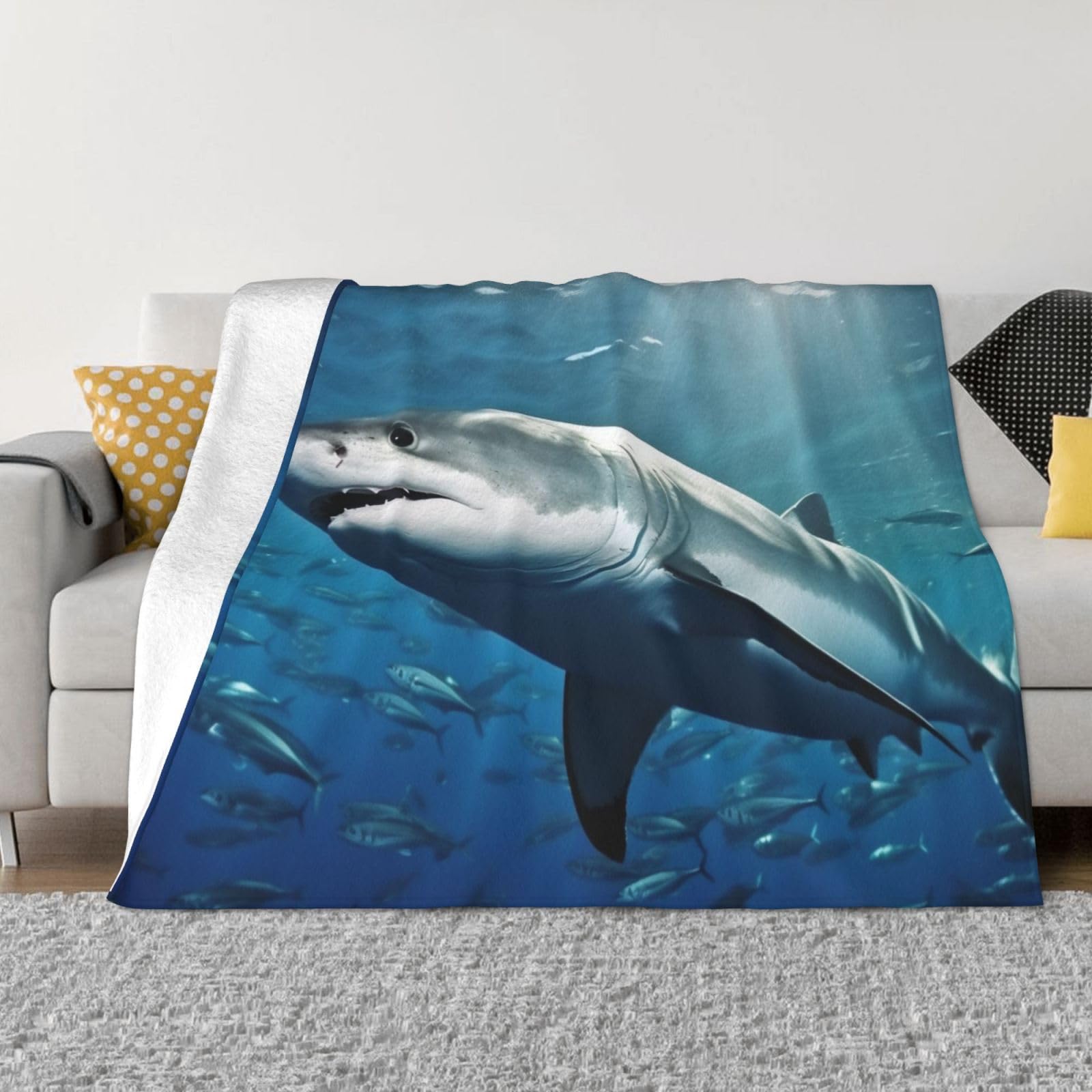 Couverture polaire poisson imprimé plaid lit chambre salon