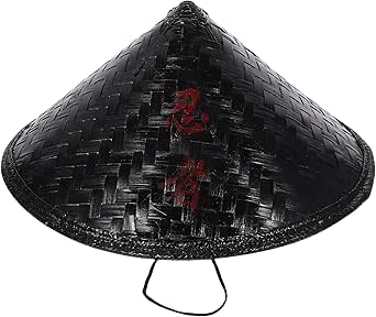 Amazon.com: LIFKOME Samurai Hat Chinese Black Cone Straw Rice Hat ...