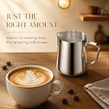 Dzbanek na mleko ze stali nierdzewnej, 350 ml, do espresso, cappuccino, latte, ze skalą, dzbanek na mleko, ze skalą, dzbanek do espresso, cappuccino, latte, z pisakami Latte Art
