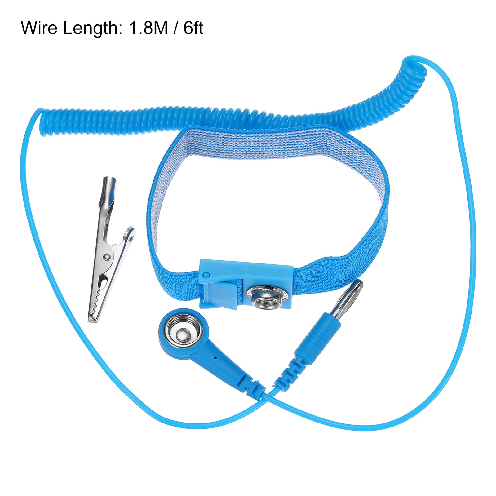 QUARKZMAN 16pz Braccialetti Antistatici Esd Antistatici, Set Braccialetti Antistatici Regolabili, Clip Coccodrillo per Computer, Riparazione Elettronica, Blu