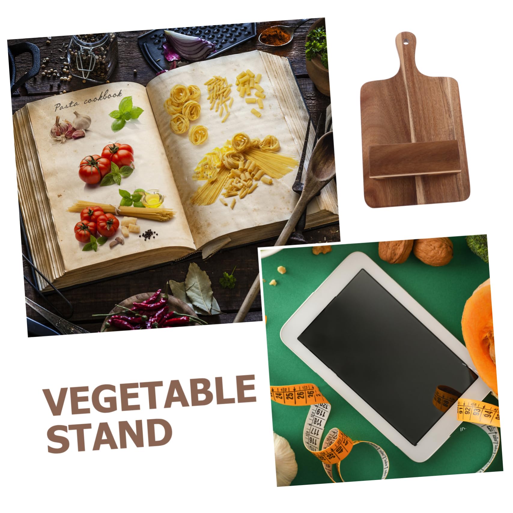Alipis Scaffale per Libri di Cucina in Legno, Porta Ricette da Parete, Supporto Salvaspazio per Menù e Libri, per Cucina e Ristorante