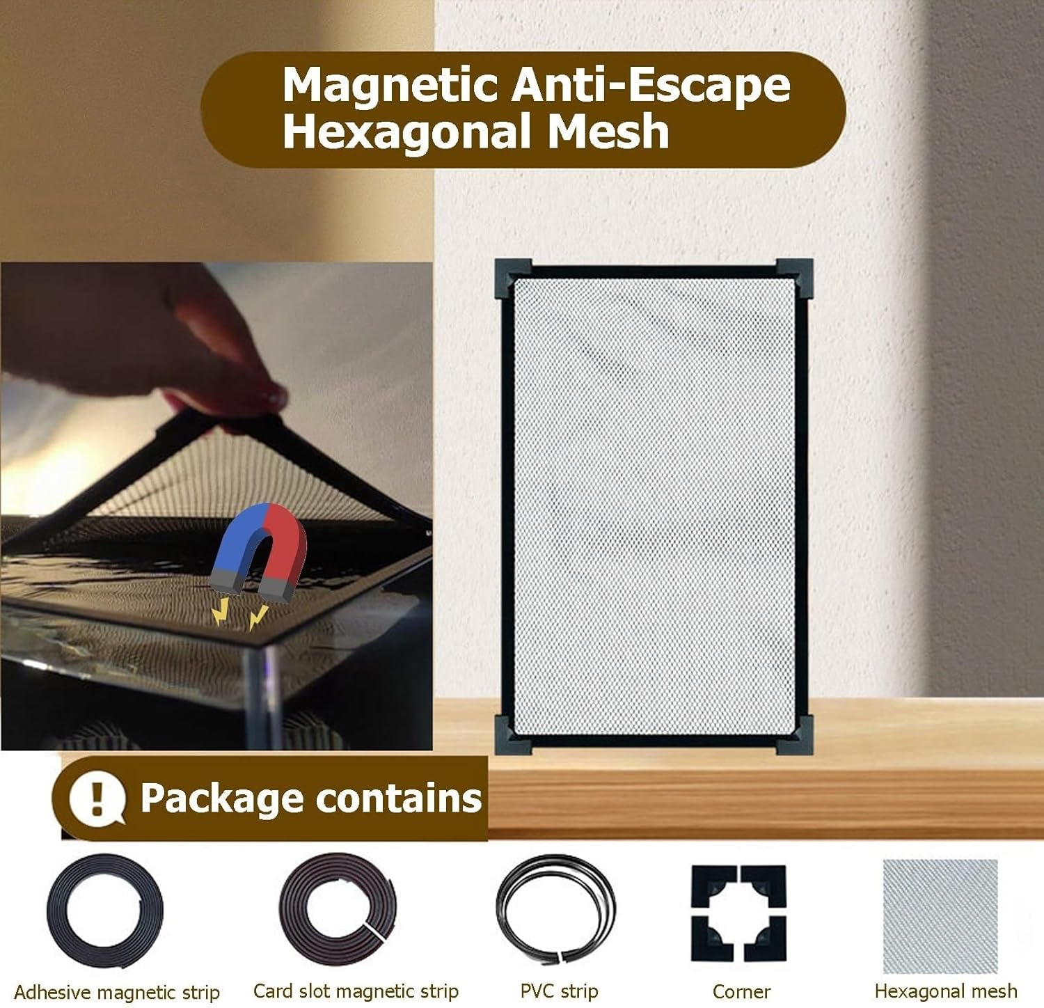 Terrarium Lid, Adjustable Magnetic Fish Tank Lid Net Cover, Aquarium Anti Jumping Mesh Hood Cover, Protect Reptiles from Escaping(50x40cm)