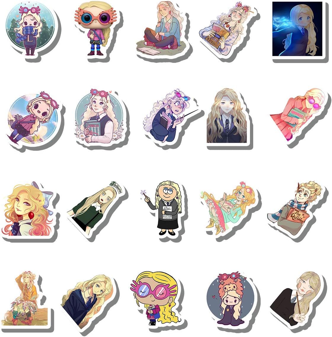 amazon com 20 pcs stickers pack luna aesthetic lovegood vinyl colorful waterproof for water bottle laptop scrapbooking luggage guitar skateboard electronics