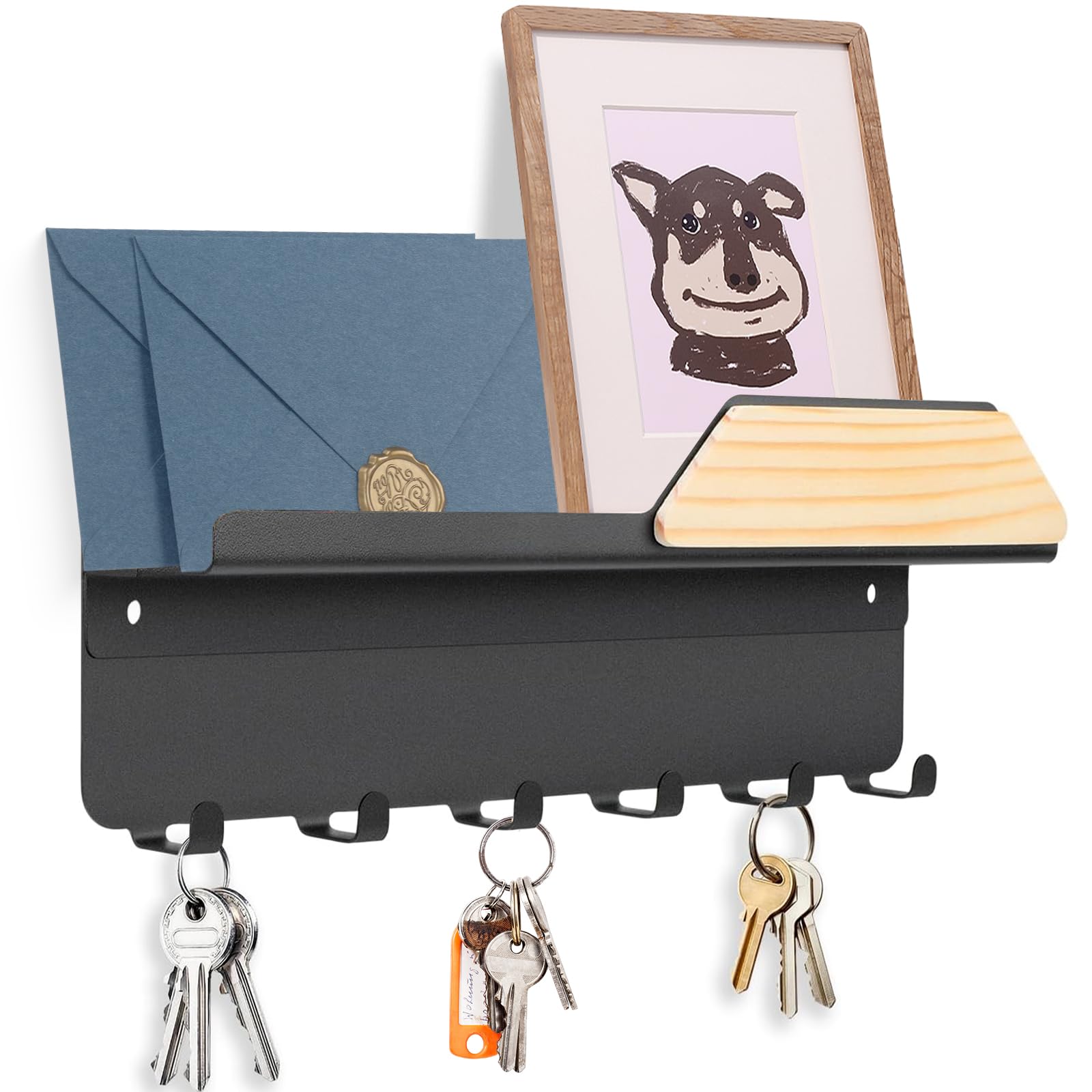Llavero de Pared de Madera | Organizador Soporte Correo Montaje | Cuelga Llaves | Colgador | Organizador