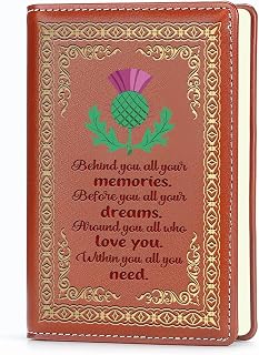 Scottish Thistle Gifts Scottish Thistle Leather Travel Journal Notebook Thistle Flower Gifts Scottish Blessing Gifts for Women Scottish Thistle Lover Gift (Behind you)