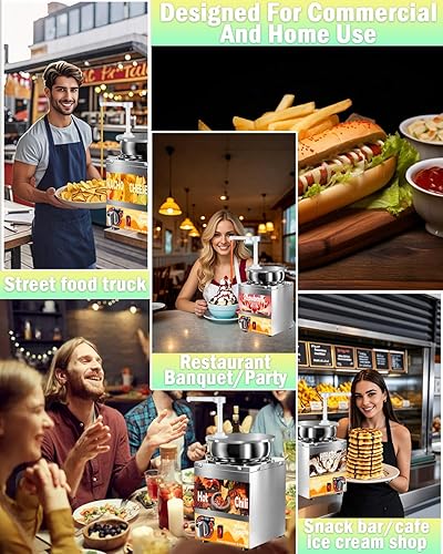 Miniatura 8 de Dispensador de queso Nacho, dispensador de queso nacho de 4.6 cuartos de galón con bomba, calentador de queso de dulce de azúcar caliente de acero