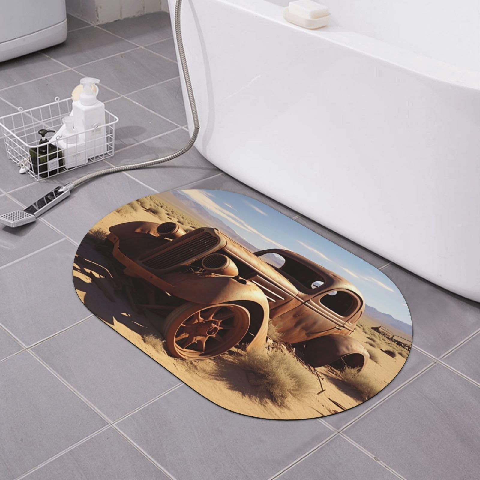Paillasson pour salle de bain roues du désert 60 cm séchage rapide et antidérapant
