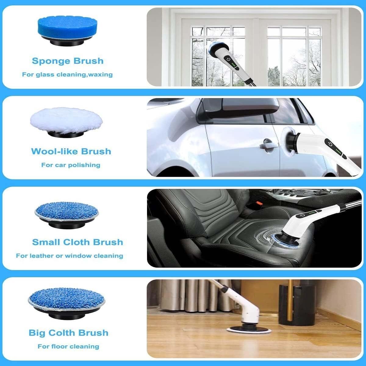 Fregadora Eléctrica Giratoria De Mano, Potente Cepillo De Limpieza Turbo Ajustable 360 ​​con Mango Ajustable, Cepillo De Limpieza Inalámbrico Recargable For Baño, Cocina, Coche, Azulejo, Pared, Bañera