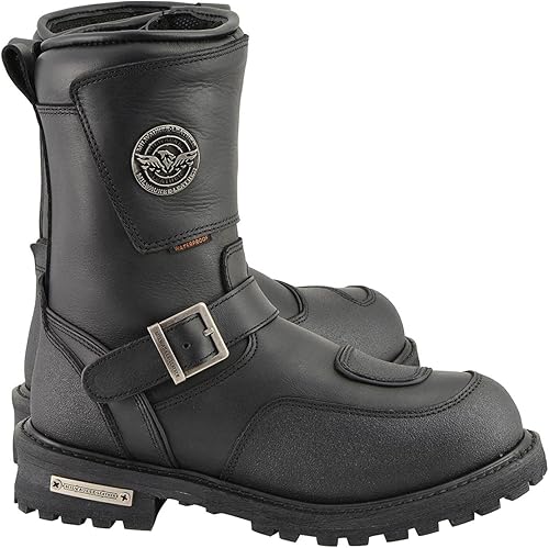 Miniatura 7 de Milwaukee Leather MBM9071WP - Botas de cuero impermeables de ingeniero de 9 pulgadas de ancho ancho ancho para hombre con ribete reflectante