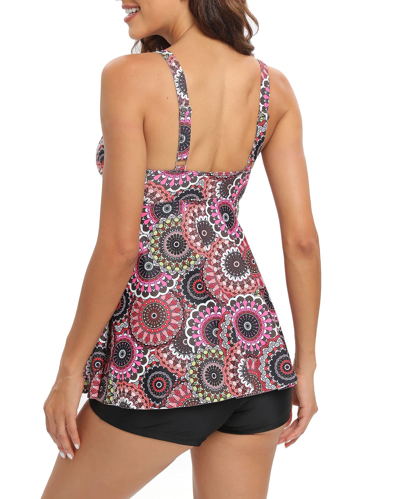 Adigaber Traje de Baño Mujer 2 Piezas Top Floral Braga Tankinis Push up