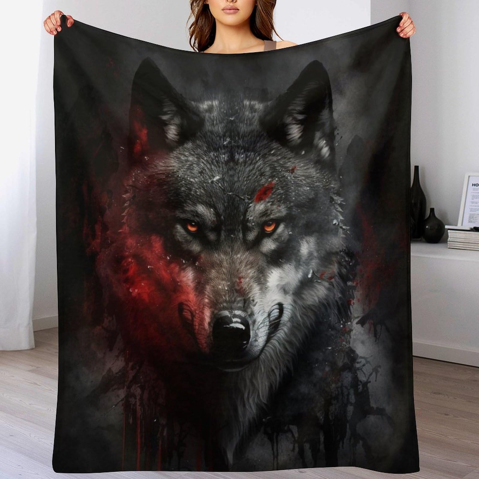 Couverture loup anti-froid en flannel thermique 180x200cm