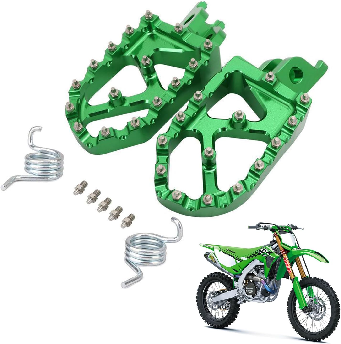 Factroy Footpegs Foot Pegs Pedals Rests CNC for Kawasaki KX KXF 250 450 KX250F KX450F KX250 KX450 KX250X KX450X 06-25 | Replaces OEM Part 34028-0360 34028-0402