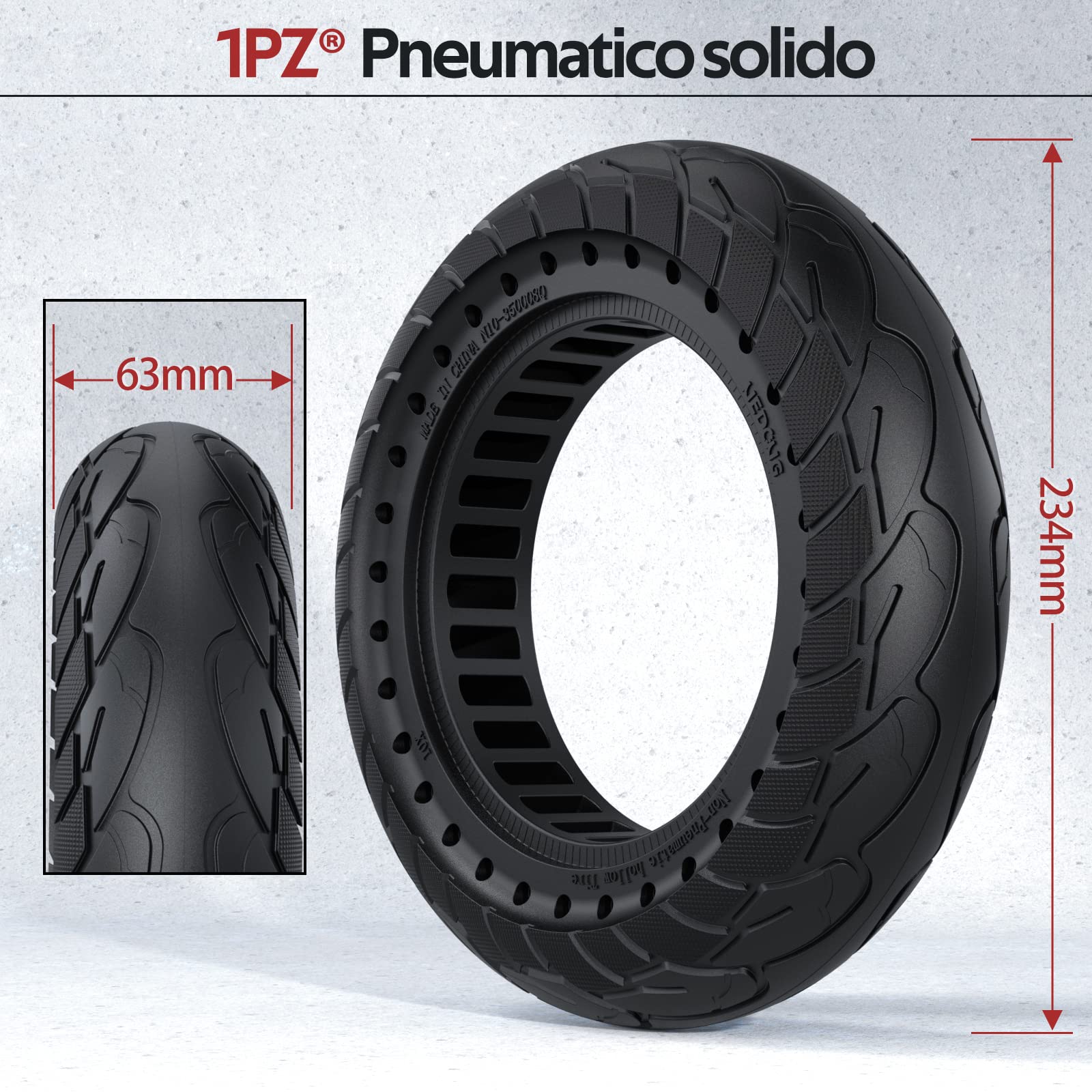 1PZ 10x2.5 Pneumatico Solido10 Pollici per Ninebot Max G30, 60/70-6.5 | 60/70-6.5 Per Monopattino Elettrico, Gomma Piena Antiforatura, Ruota Anteriore o Posteriore, con 2 Leve