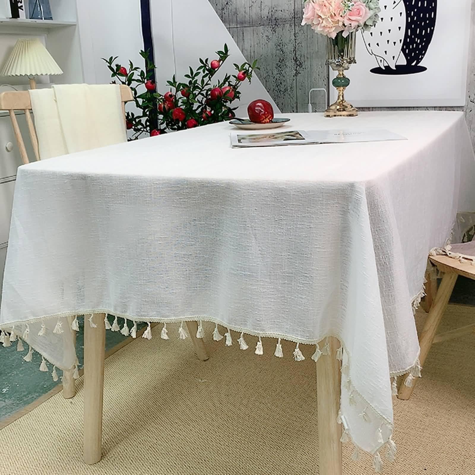 Nappe de table rectangulaire 140x180 nappe anti tache aspect lin uni