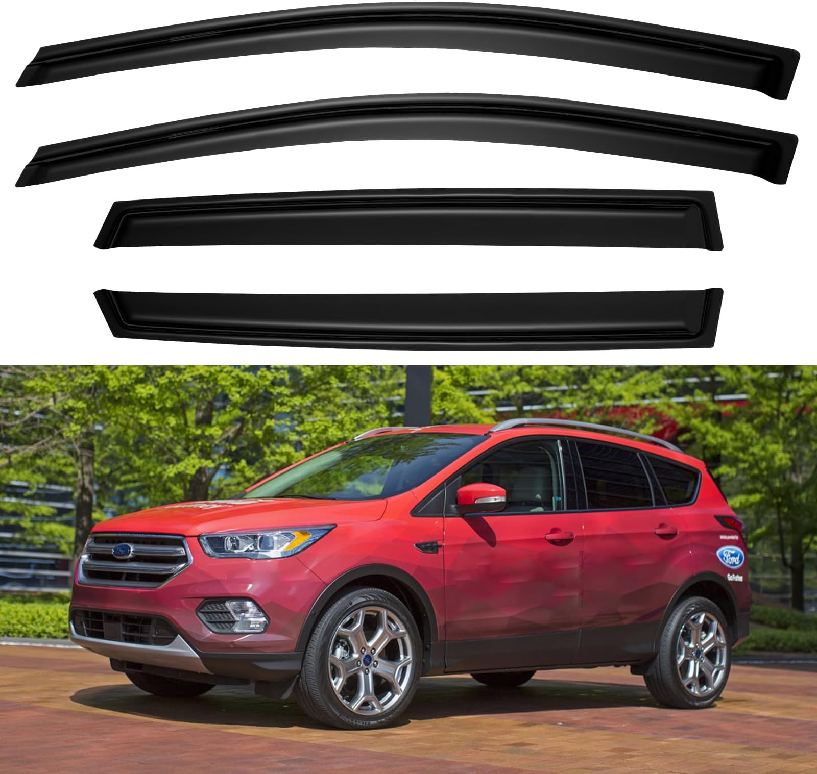 Window Visors Rain Guards Shield for 2013 2014 2015 2016 2017 2018 2019 Ford Escape, Out-Channel Window Vent Wind Deflectors Visors Shades for 13-19 Escape