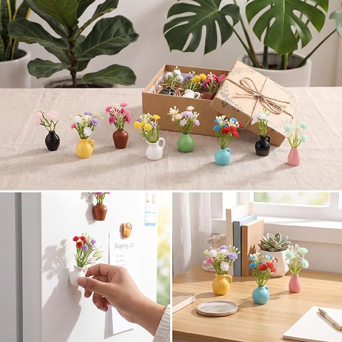Imanes Decorativos Mini Floreros Resina 8 Piezas miniatura 5
