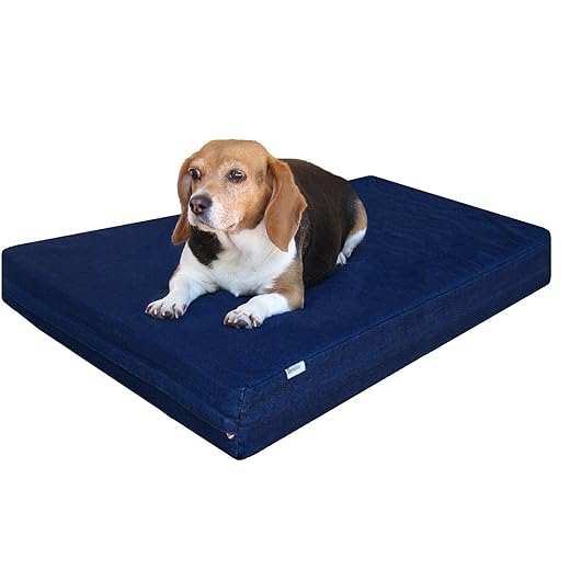 Dogbed4less Extra Large Orthopedic Waterproof Memory Foam Dog Bed with Durable Denim Cover for Large Dogs and Extra Pet Bed Cover, 47X29X4 Fits 48X30 Crate