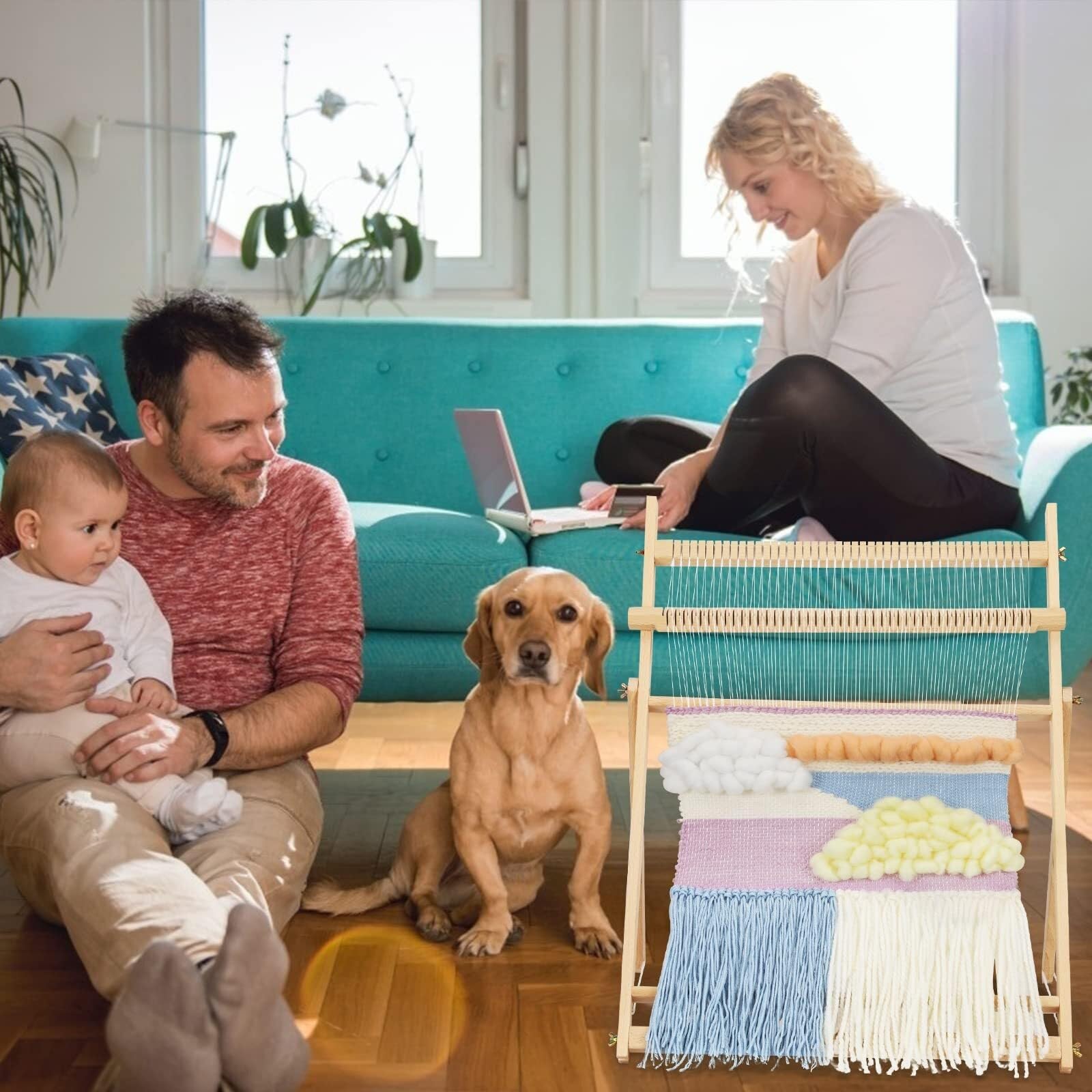 MVXBICIA Holz Multi-Craft Weaving Loom mit Ständer - Extra großer Rahmen Tapisserie Loom für Erwachsene & Kinder - DIY Handgestrickte Kunst & Handwerk Maschine für Anfänger