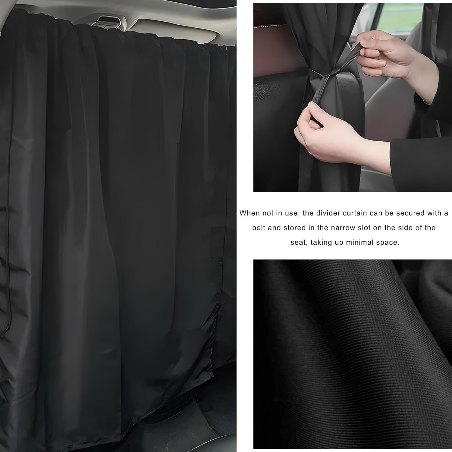 4PCS Car Privacy Curtain, Removable Auto Rear Seat & Side Window Sunshade Divider Curtain with Storage Bag, Backseat Partition Curtains Window Covers for Camping Nap Sleeping