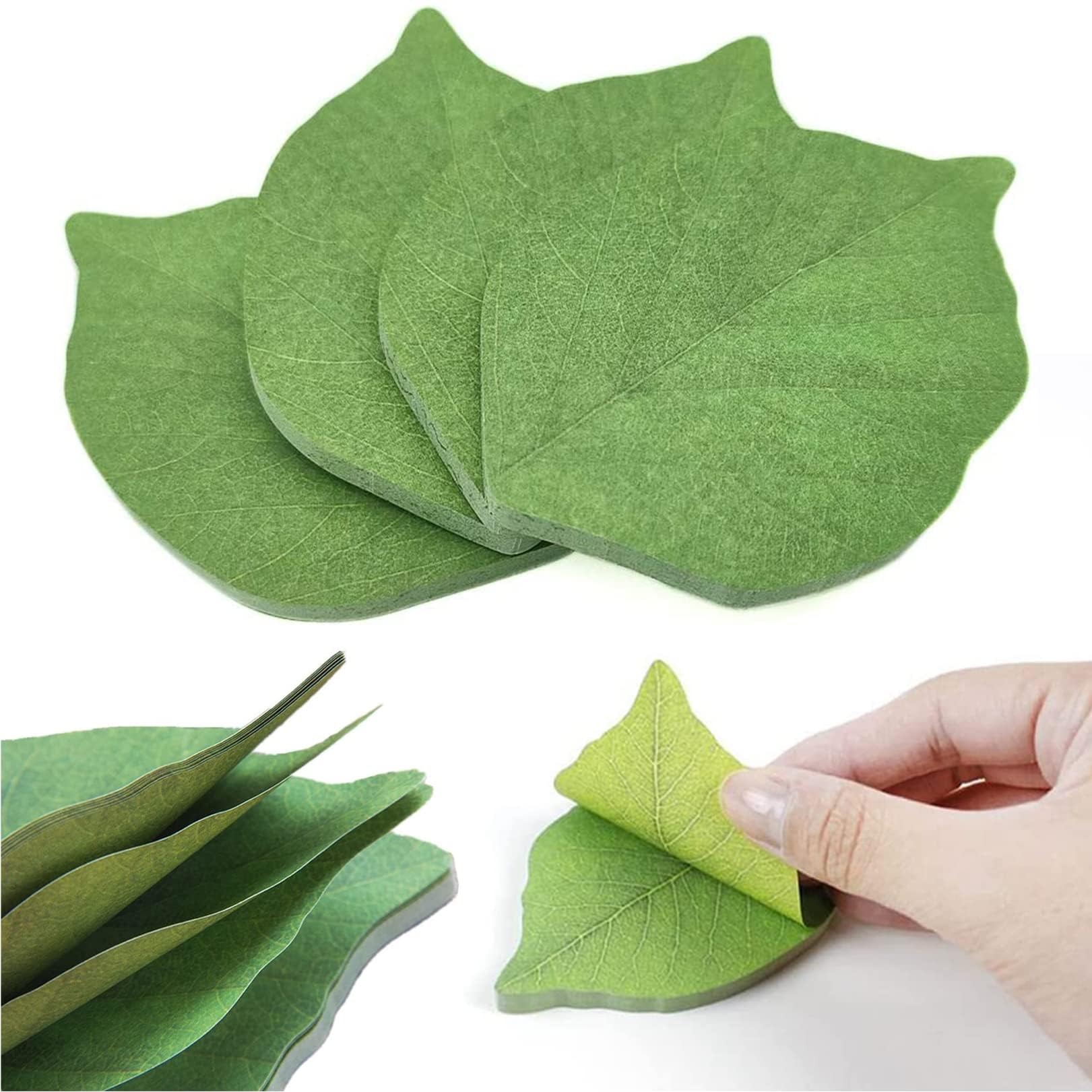 NALACAL Sticky Notes Stickers, Removable Self-Stick Notes Scratch Pads, Beautiful Green Leaf-Shaped Sticky Notes Stickers Can be Used for Sticky Paper Notepads to Recording Thing and DIY(8 Packs)