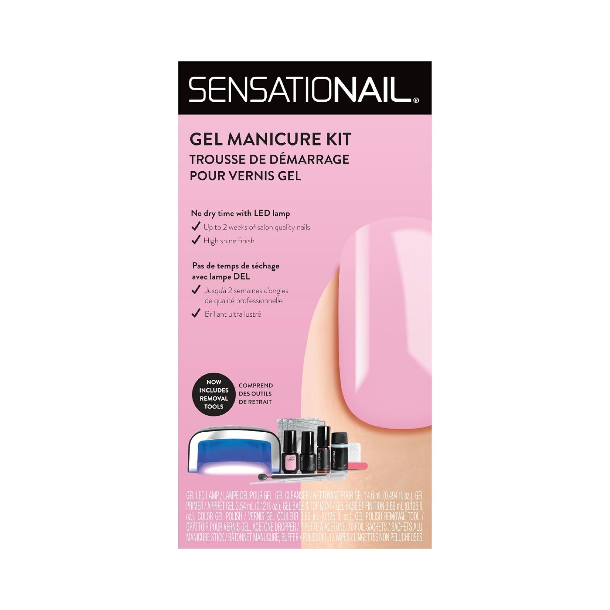 Gel Nail Polish Starter Kit - At Home Gel Manicure 32 Piece Kit - Includes Pink Chiffon Nail Polish, LED Lamp, Polish Remover, Manicure Tools, Buffer Primer, Base & Top Coat