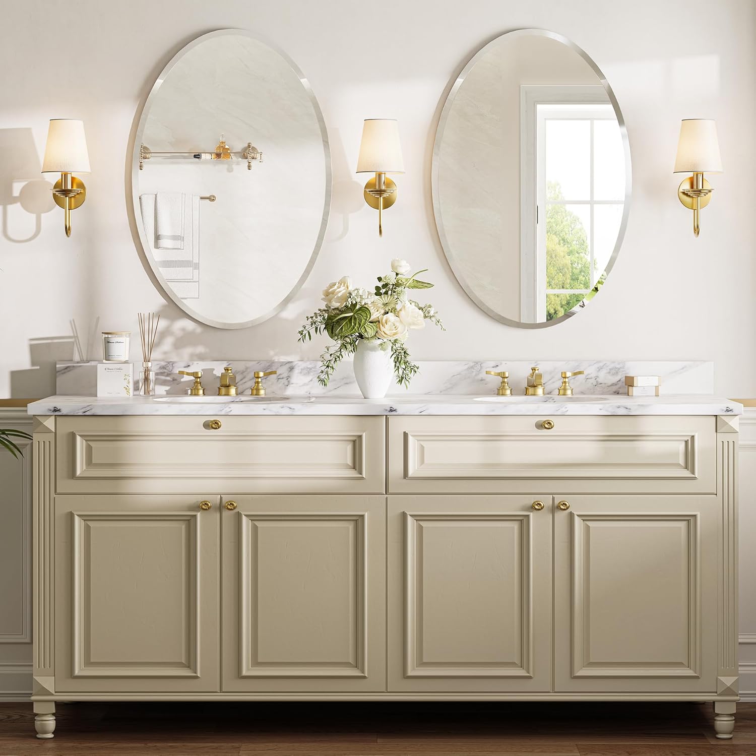 20"x28" Frameless Oval Bathroom Mirror, Beveled Vanity Mirror with Solid Backing, Flush Mount Wall Mirror for Small Powder Rooms, Over Sink & Entryway, Vertical/Horizontal Hang - Image 8