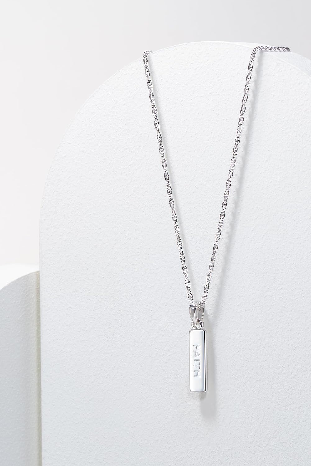 MORGAN & PAIGE .925 Sterling Silver Rhodium Plated Vertical Bar Sentiment Pendant Necklaces for Women - Lightweight and Dainty Sterling Silver Necklace for Women, Jewelry for Her 18 inch Rope Chain - Image 7