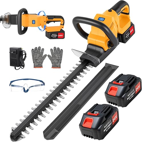 Cordless Hedge Trimmer with 2 x 4.0ah Battery, 24V Tree Bush Trimmer