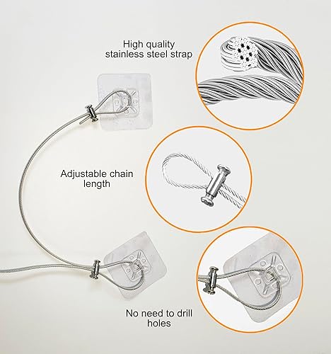 Miniatura 3 de Correas de seguridad ajustables para TV de 42 pulgadas, kit de anclajes para muebles, solución prémium a prueba de bebés para televisores y muebles,