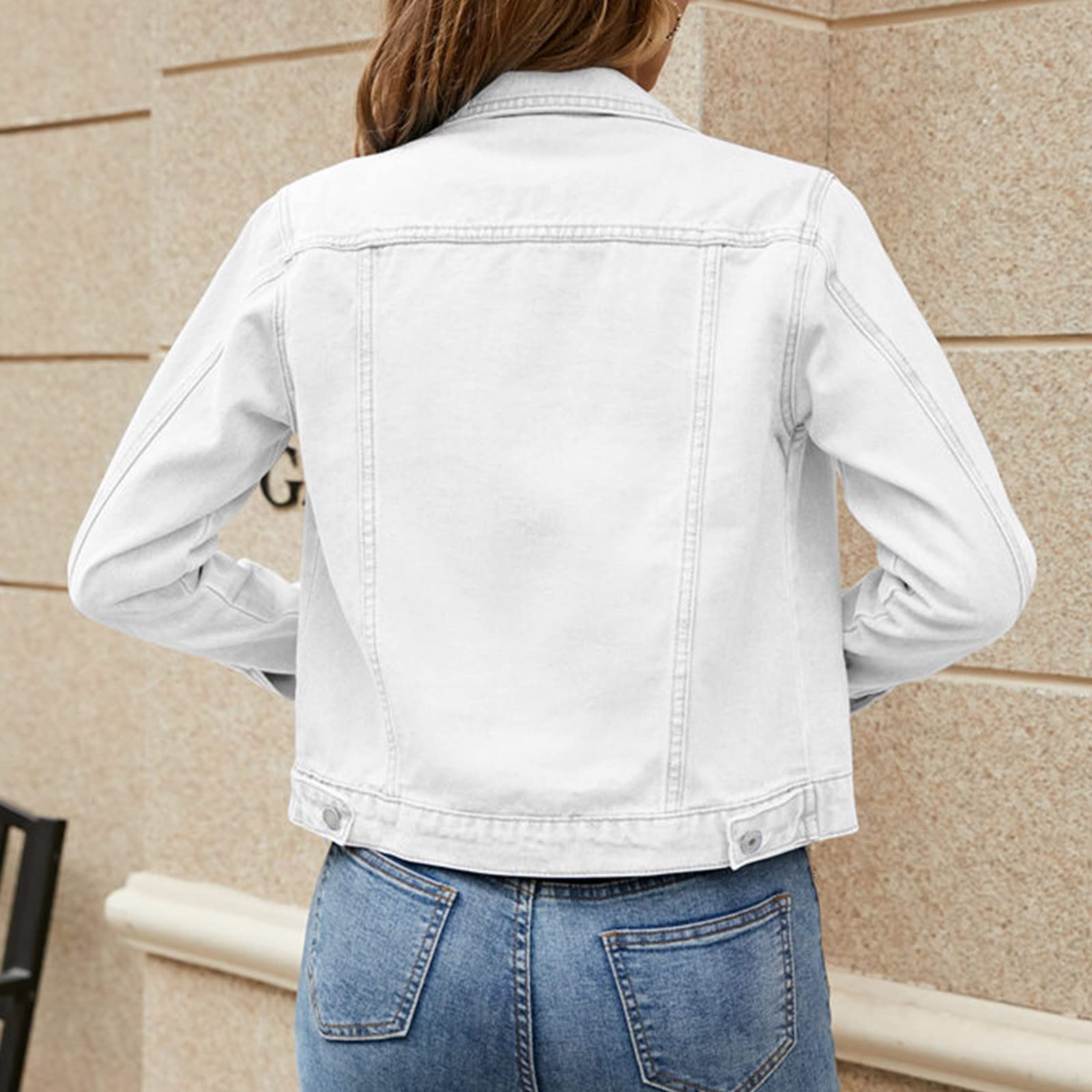 Generisch Chaquetas para mujer, chaqueta vaquera, chaqueta corta de primavera, chaqueta de entretiempo de verano, chaqueta de manga larga, chaqueta vaquera, chaqueta vaquera informal, chaqueta vaquera
