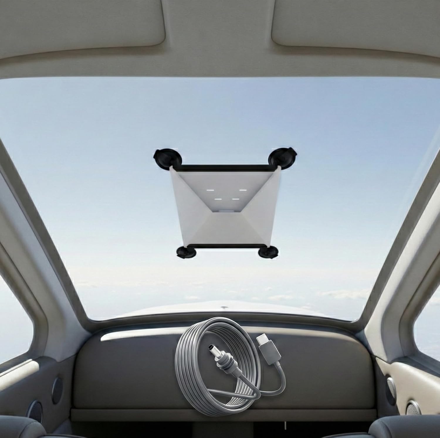 Starlink Mini Suction Cup Mount for Sunroofs or Windows and 10FT USB-C to DC Cable Set – Secure Satellite Mounting Kit with Strong Grip for Planes, RV or Boats