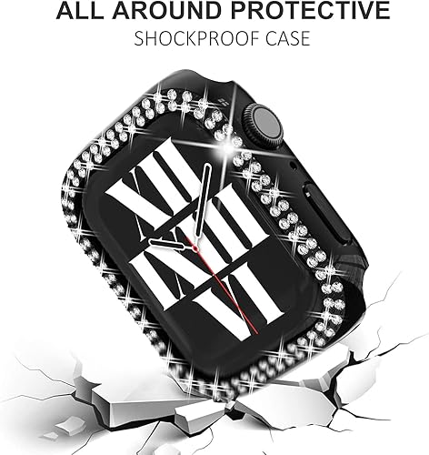 Miniatura 7 de Fullife Paquete de 3 fundas compatibles con Apple Watch de 1.496 pulgadas, serie 3, 2, 1, con diamantes de imitación, marco brillante para iWatch,