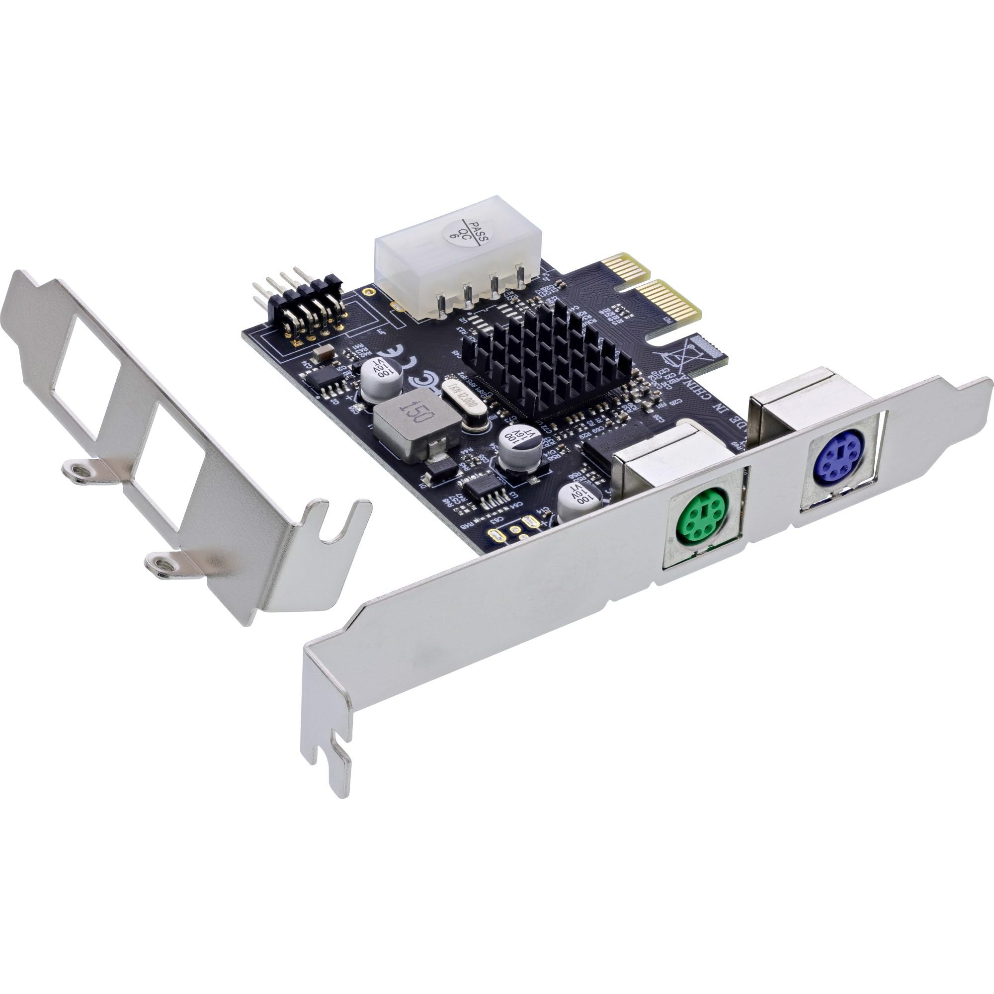 InLine MCS9990 76620P Carte d'interface PCIe, 2 x PS/2, connecteur USB 2.0 Interne, Adaptateur Clavier et Souris