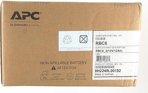 Miniatura 7 de APC RBC48UPS Repuesto de cartucho de batería para SMT750, SUA750 y otros modelos selectos. Negro