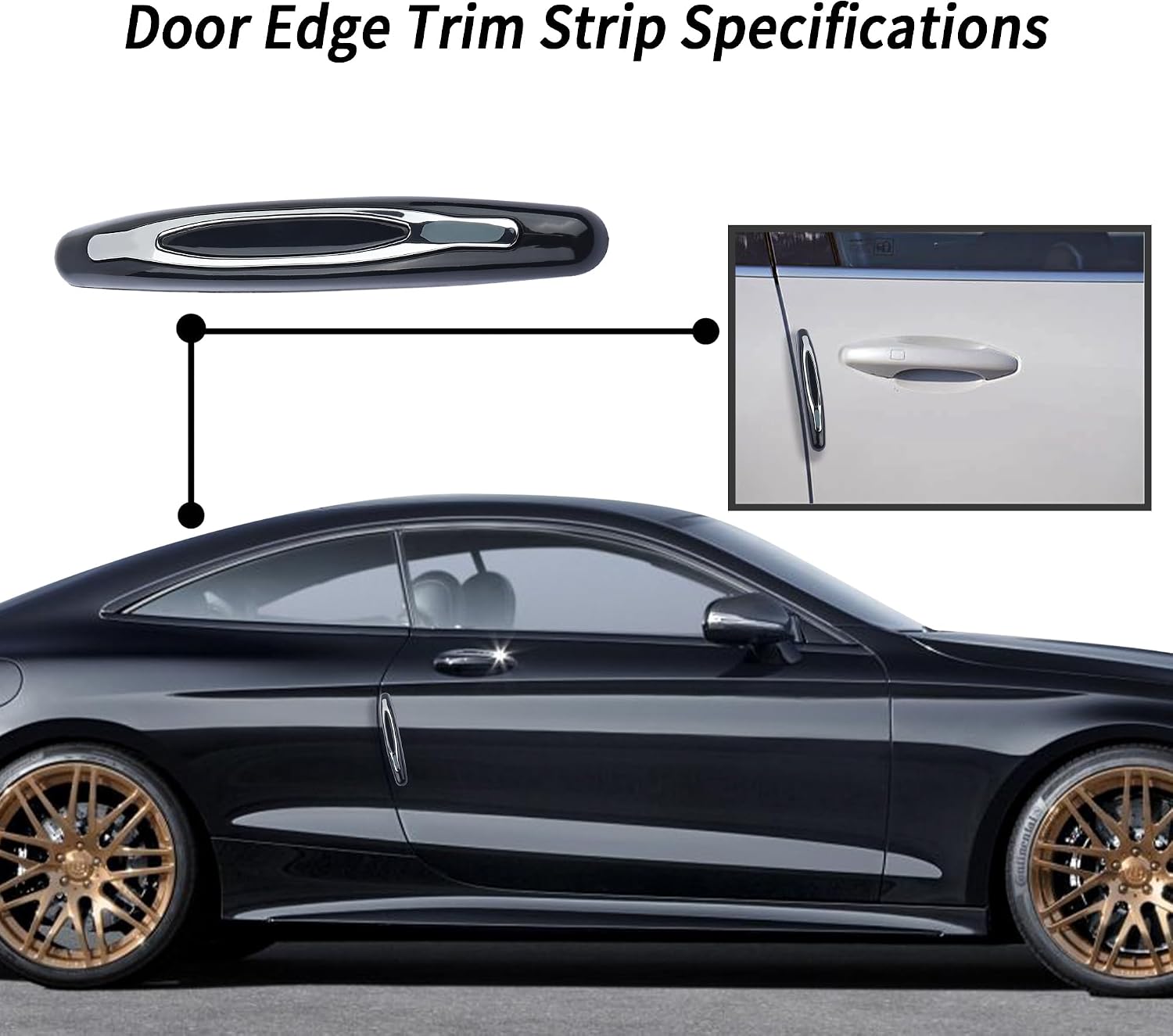 4PCS Car Door Edge Guards,Anti-Scratch Car Door Protector Trim Strip with Self Adhesive for Car Decor,Universal Exterior Car Accessories Door Guards for Cars Trucks SUVs (Black)