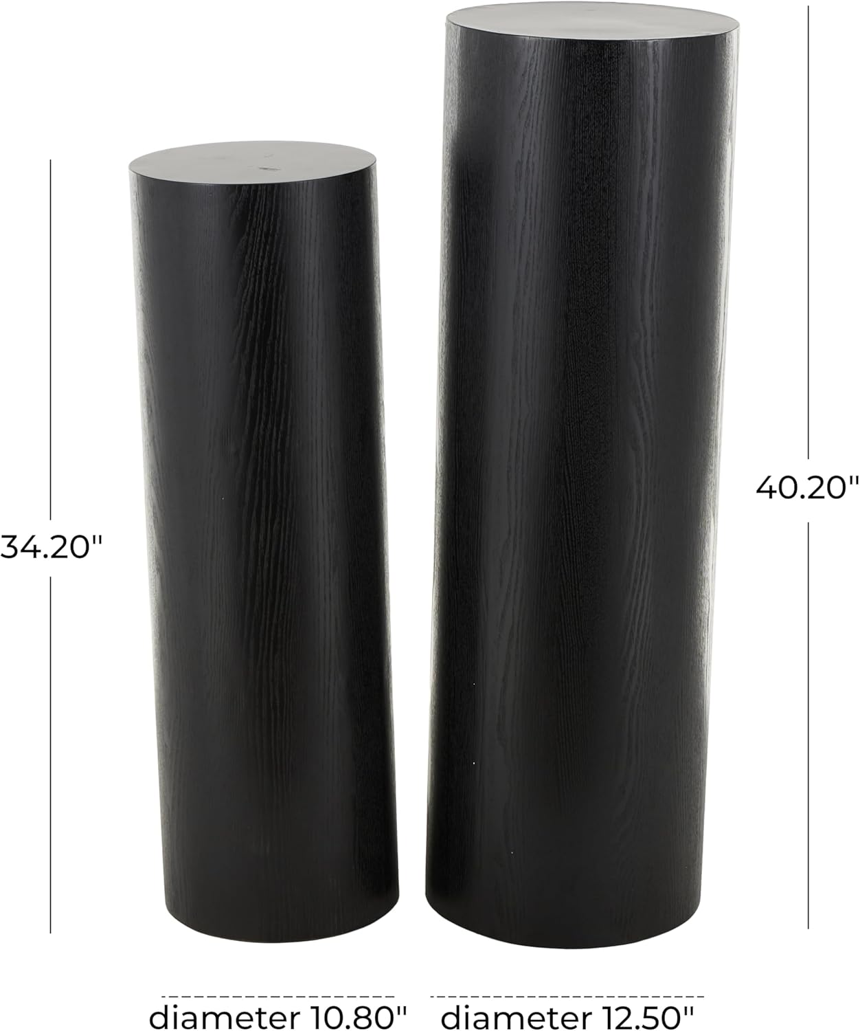 Deco 79 Wood Handmade Side End Pedestal Table Pedestal End Table, Set of 2 Side Table 40", 34" H, Black