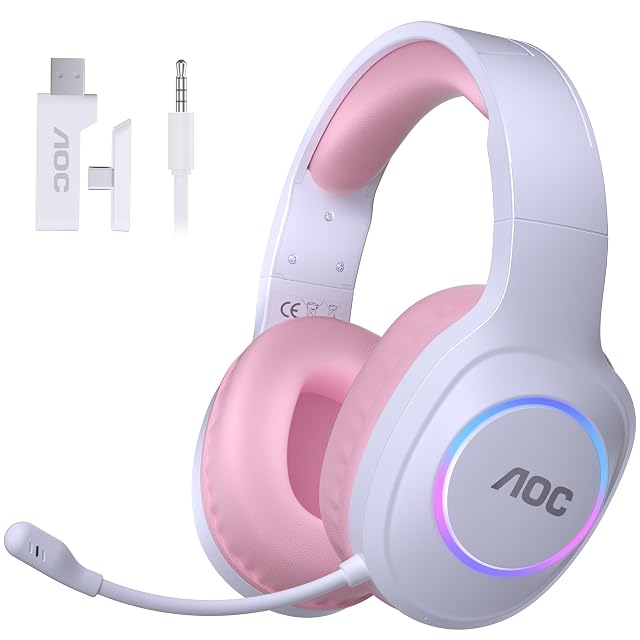 AOC Wireless Gaming Headphones with USB-C for PS5 4 Nintendo Switch PC Bluetooth 5 4 2 4GHz Gaming