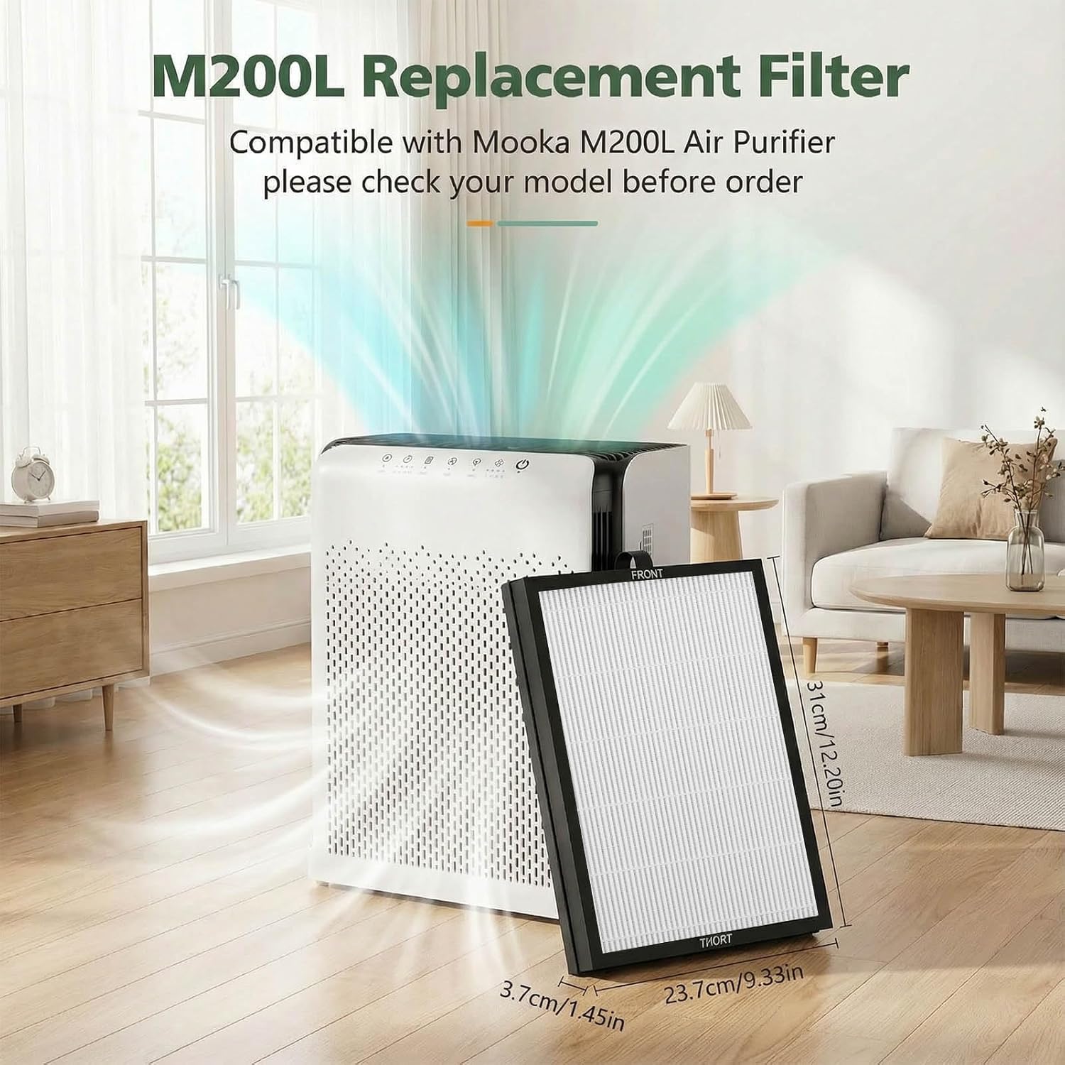 M200L Replacement Filter 2-Pack, Compatible with MOOKA M200L Air Purifier, 3-in-1 Filtration System (Pre-Filter, H13 HEPA, Activated Carbon)