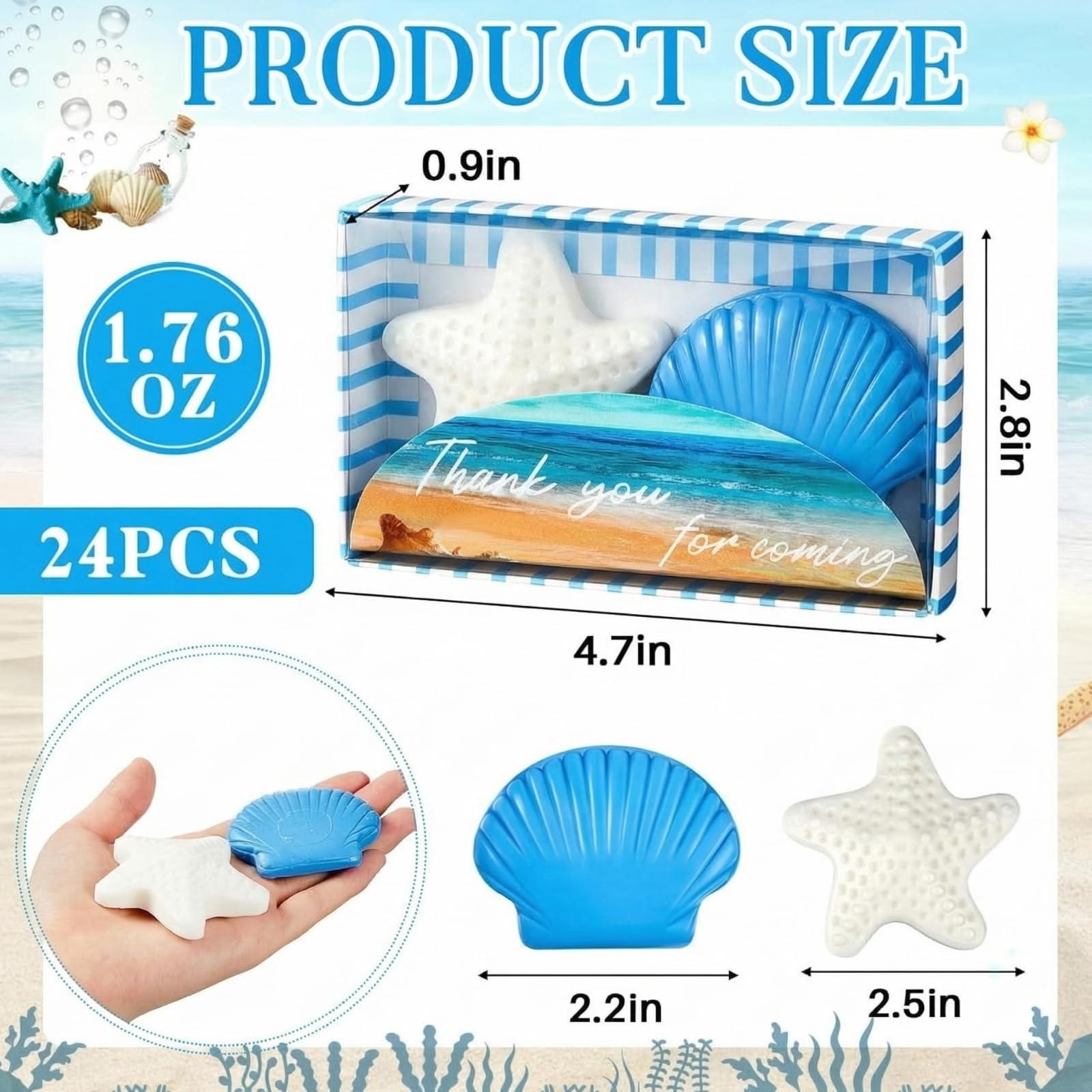 Loopeer Set di 24 saponette a forma di stella marina con conchiglie per