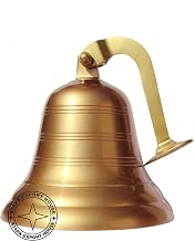 Yellow Antique Ship's Wall & Hangig Bell Brass with Bracket & Lanyard Best 5 Inch (UOL)