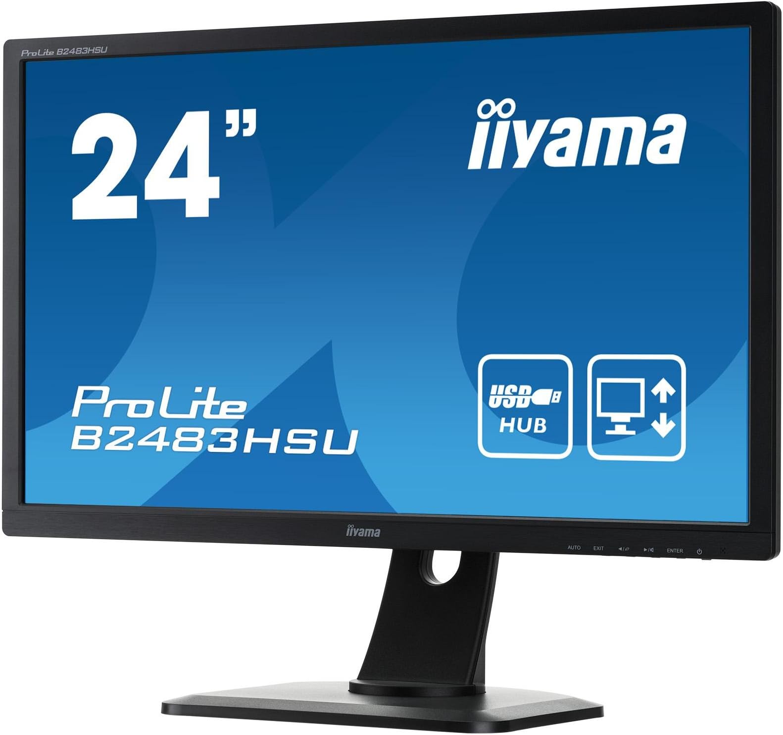 iiyama B2483HSU-B1DP 24" TN LCD, 1ms, Full HD 1920x1080, 250 cd/m² Brightness , 1 x DVI, 1 x VGA, 1 x DisplayPort, 2 x USB, 2 x 1W Speakers, Height Adjustable Stand