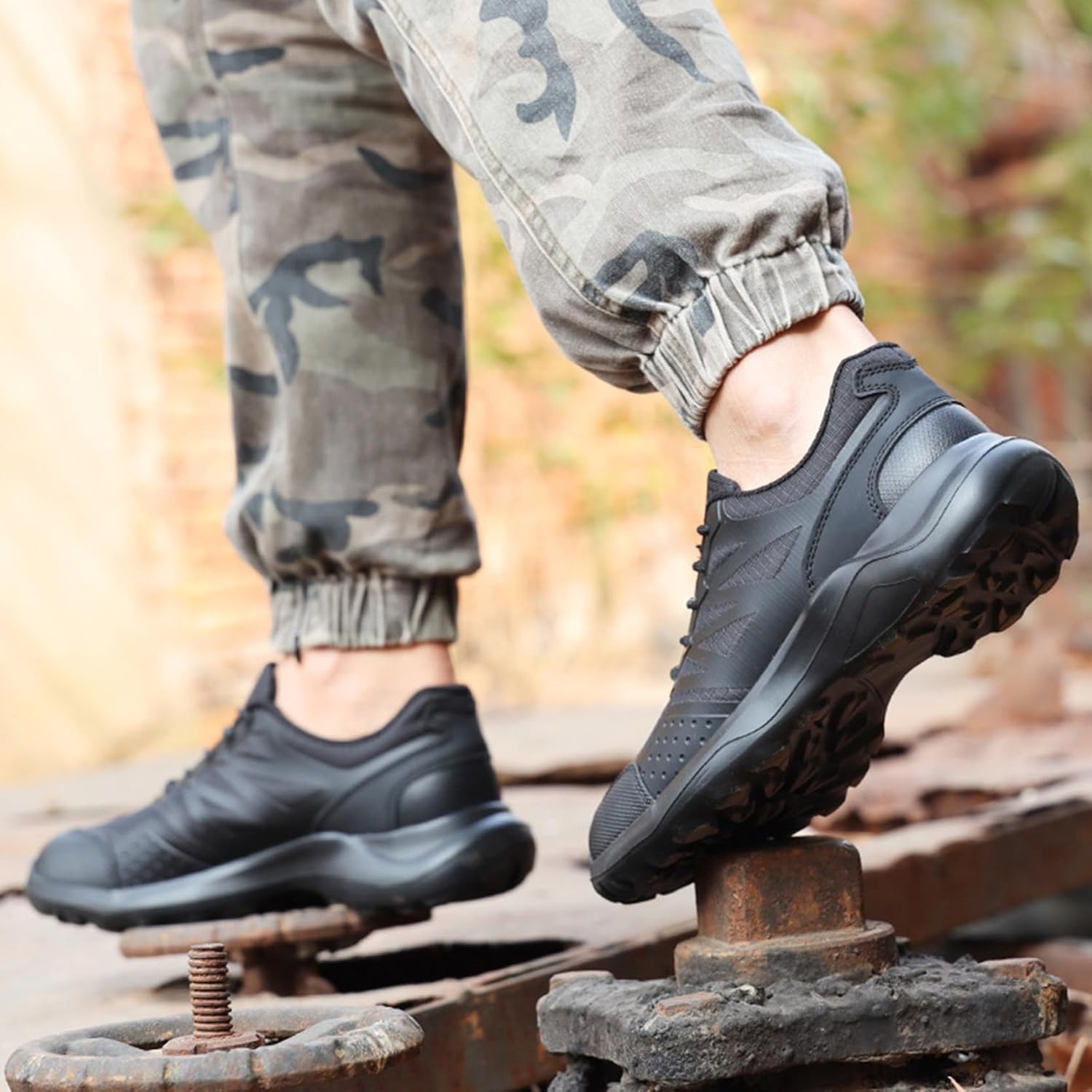 [GUREITOJP] スニーカー ローカット メンズ マウンテンシューズ トレッキング 安全靴 作業靴 軽量 レースアップ 耐久性