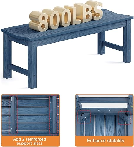 Miniatura 5 de Banco para exteriores, banco de patio sin respaldo para 2 personas con capacidad para hasta 800 libras, banco de jardín resistente a la intemperie