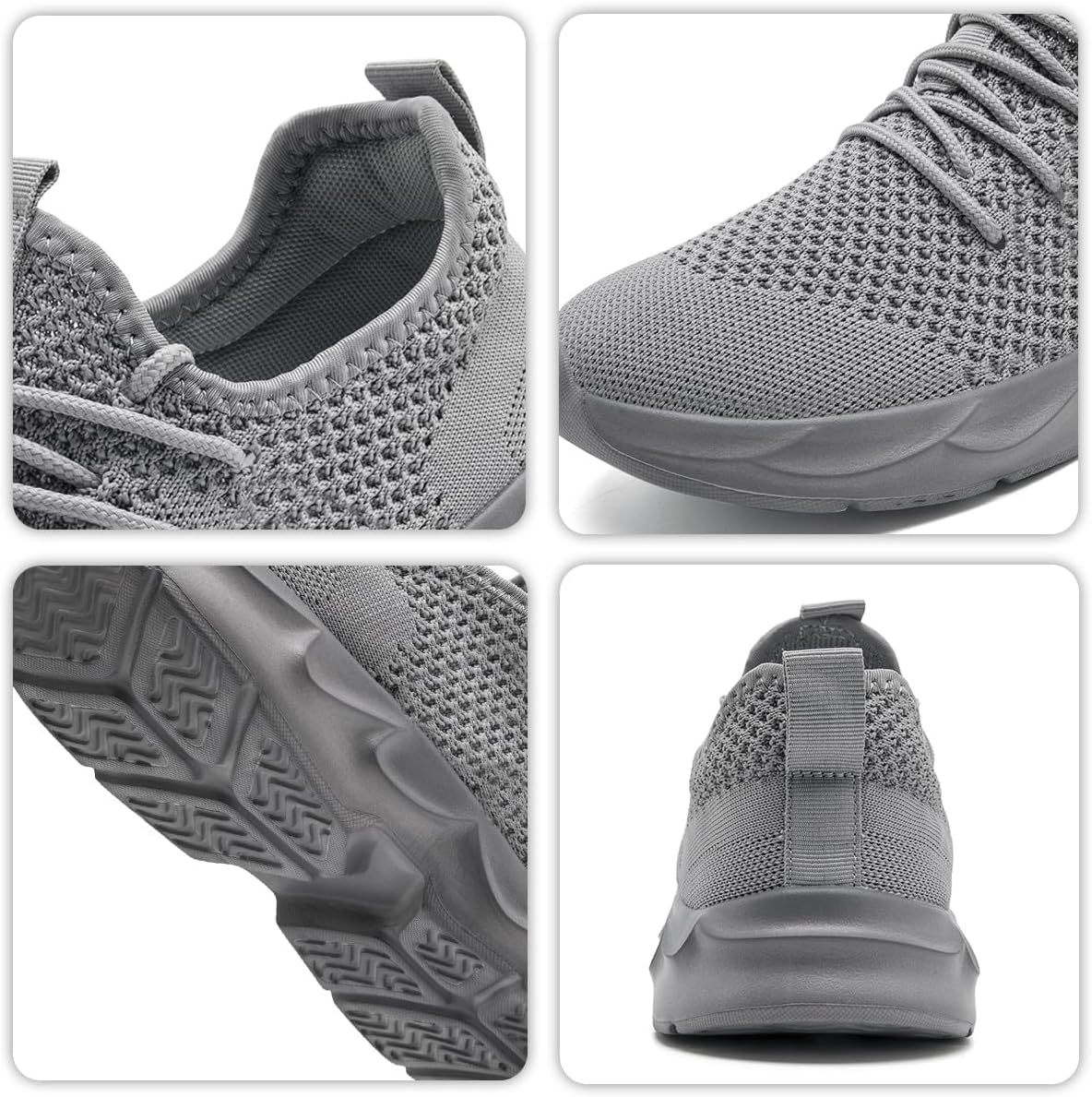 GLYGML Womens Tennis Shoes Slip On Walking Sneakers Running Shoe for Women Lightweight Athletic Sports Jogging Gym Workout Breathable Light_Gray US 8 - Image 6