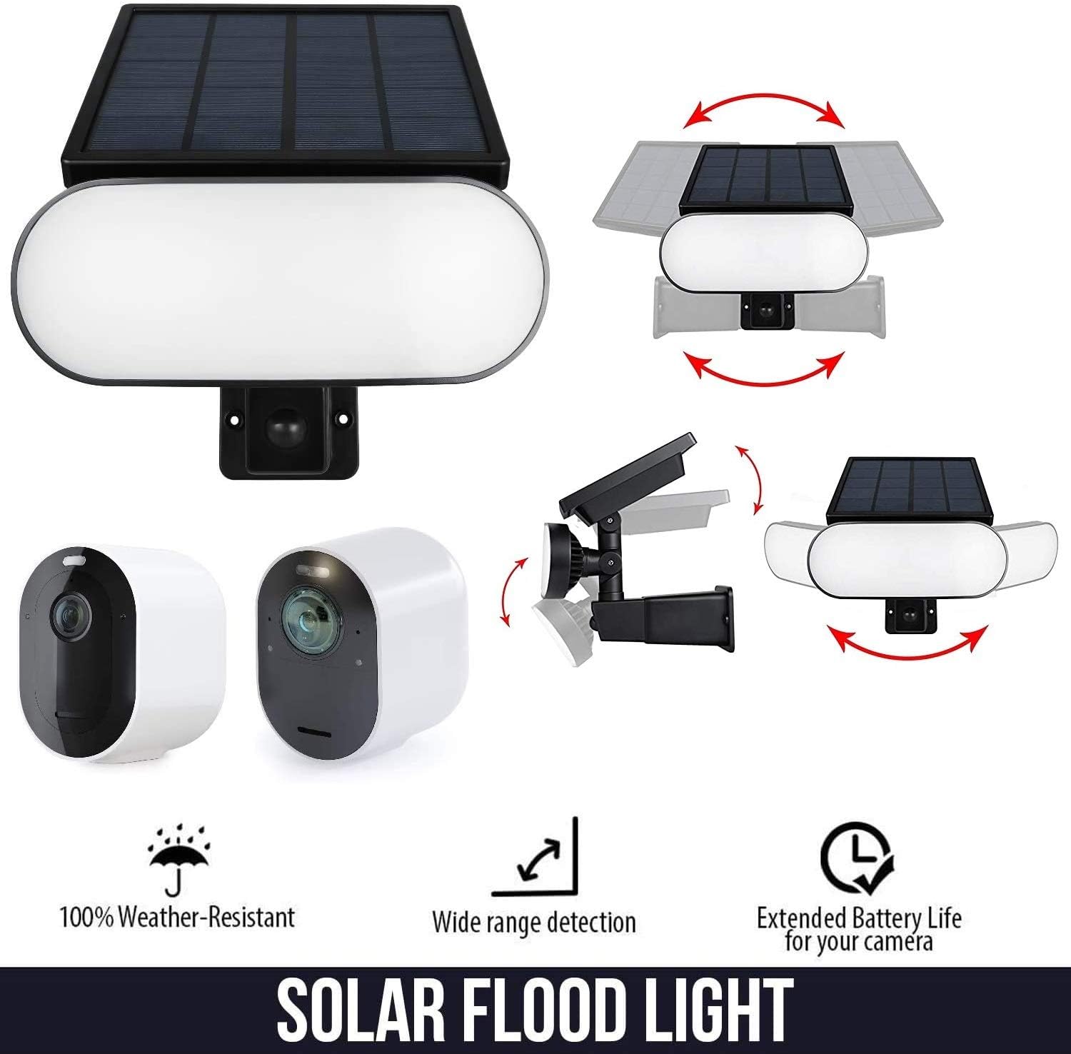 🔥 Wasserstein 2-in-1 Solar Panel Charger & Security Light Compatible with Arlo Pro 3/Pro 4 & Arlo Ultra/Ultra 2 (Black) (NOT Compatible with Arlo Pro/Pro 2 & Arlo Essential Spotlight)