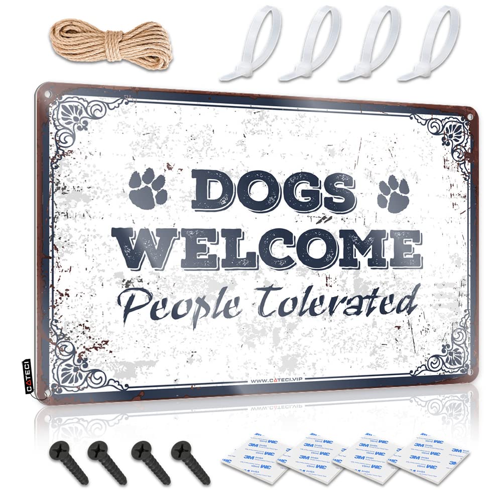 HELIOFORGE Garage Signs For Men Vintage Dogs People Tolerated Sign Man Cave Funny Signs Personalized Man Cave Sign(30X40CM)